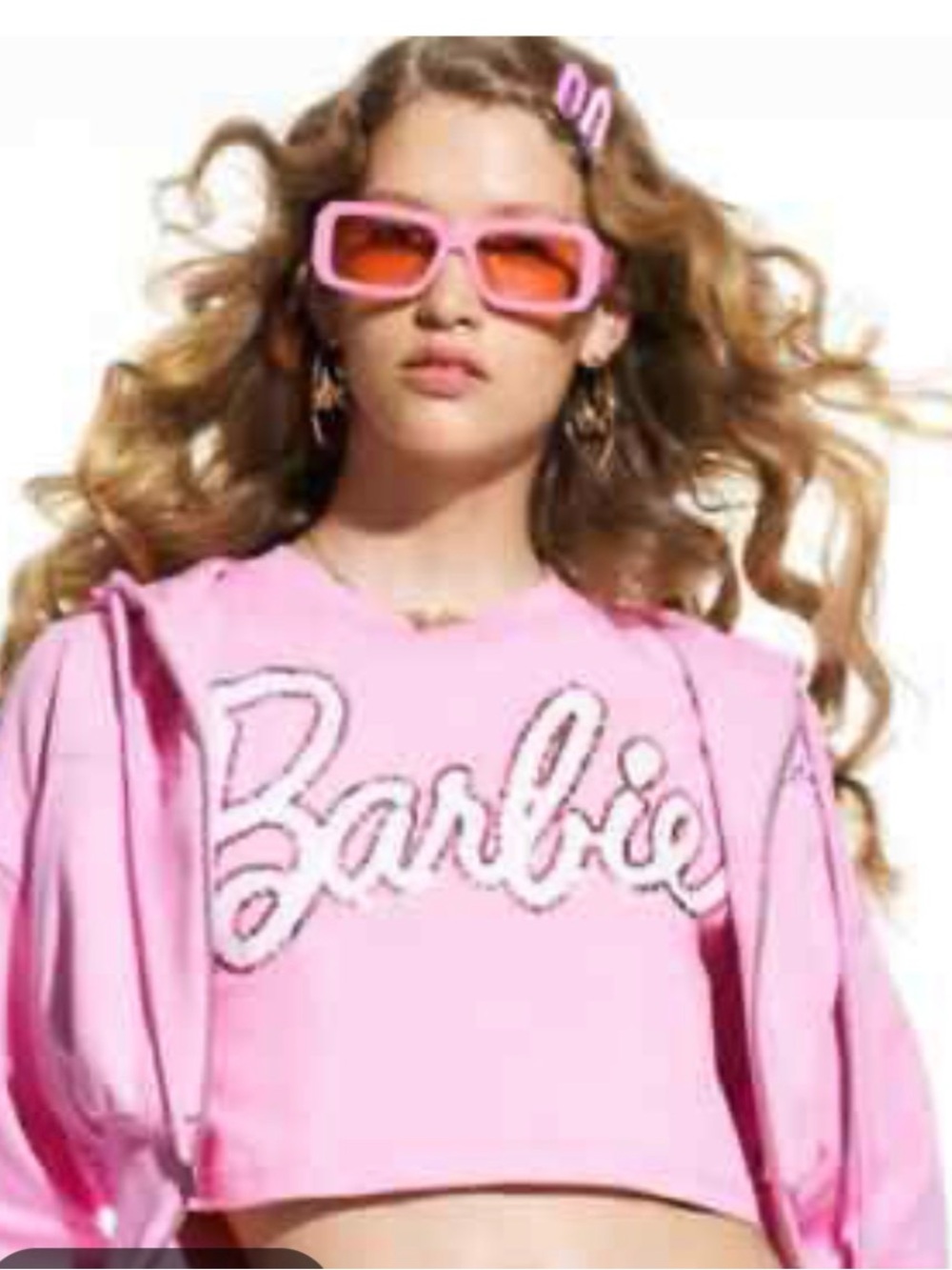Zara small Pink Barbie Logo Crop Top